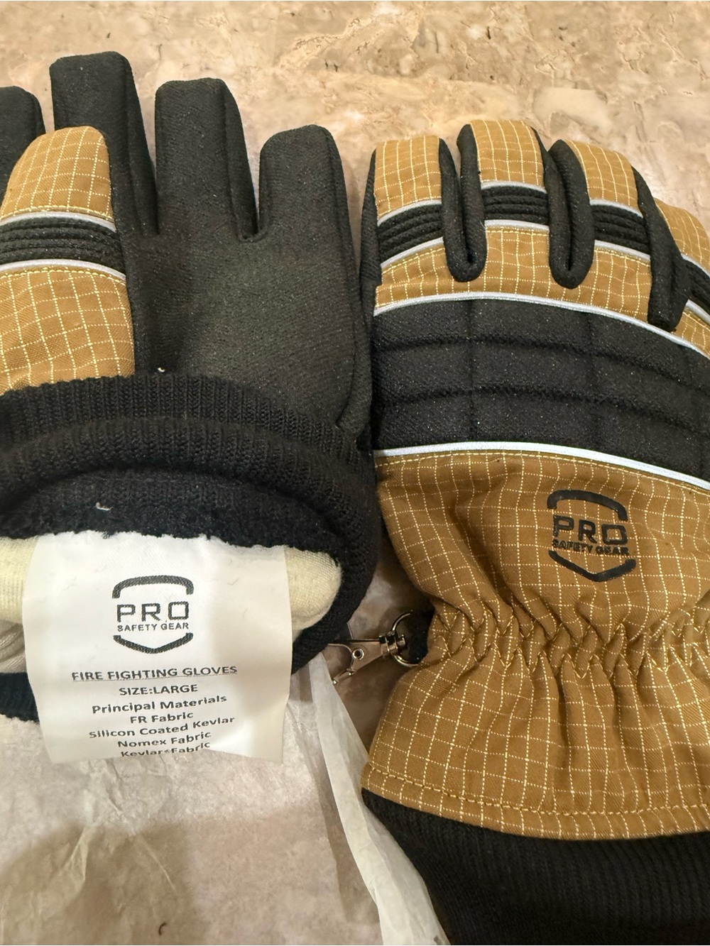 Men’s Brown & Black Fire Fighting Gloves new large